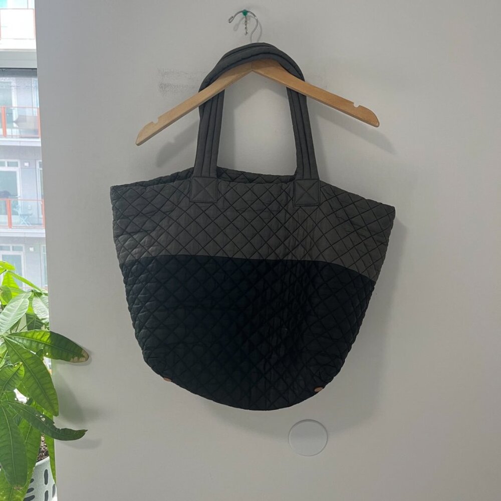 MZ Wallace Black & Magnet Gray Quilted Metro Tote Size Large - Picture 3 of 11